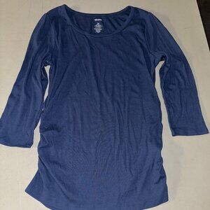 Sonoma Womens Maternity 3/4 Sleeve Stretch Ribbed Top Sz Medium Blue
